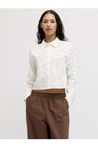 Jack and Jones JXNOVA BRODERIE CROPPED LS SHIRT WV: blanc de blanc