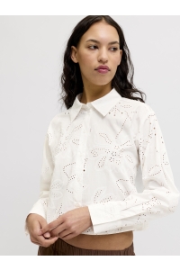 Jack and Jones JXNOVA BRODERIE CROPPED LS SHIRT WV: blanc de blanc