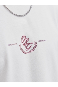 Jack and Jones JORSANREMO TYPO TEE SS CREW NECK SN bright white