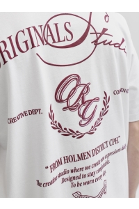 Jack and Jones JORSANREMO TYPO TEE SS CREW NECK SN bright white