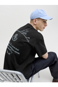 Jack and Jones JORSANREMO TYPO TEE SS CREW NECK SN black