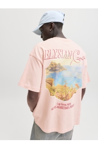 Jack and Jones JORSANREMO BACK TEE SS CREW NECK SN peach melba