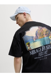 Jack and Jones JORSANREMO BACK TEE SS CREW NECK SN black