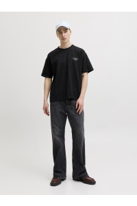 Jack and Jones JORSANREMO BACK TEE SS CREW NECK SN black