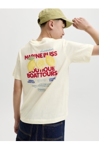 Jack and Jones boys JORRIVIERA VINTAGE POSTER BACK TEE : antique white
