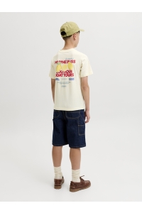 Jack and Jones boys JORRIVIERA VINTAGE POSTER BACK TEE : antique white