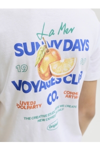 Jack and Jones boys JORRIVIERA VINTAGE POSTER BACK TEE : bright white