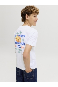 Jack and Jones boys JORRIVIERA VINTAGE POSTER BACK TEE : bright white