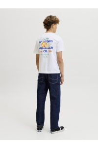 Jack and Jones boys JORRIVIERA VINTAGE POSTER BACK TEE : bright white