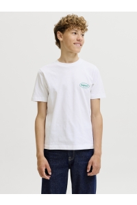 Jack and Jones boys JORRIVIERA VINTAGE POSTER BACK TEE : bright white