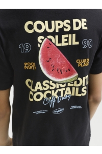Jack and Jones boys JORRIVIERA VINTAGE POSTER BACK TEE : black