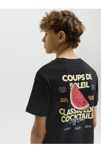 Jack and Jones boys JORRIVIERA VINTAGE POSTER BACK TEE : black