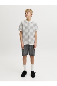 Jack and Jones boys JCOSOLANA KNIT CHECKERBOARD POLO S : vapor blue