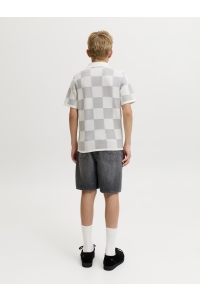 Jack and Jones boys JCOSOLANA KNIT CHECKERBOARD POLO S : vapor blue