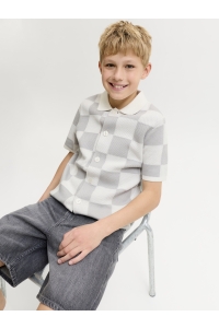 Jack and Jones boys JCOSOLANA KNIT CHECKERBOARD POLO S : vapor blue