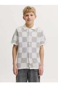 Jack and Jones boys JCOSOLANA KNIT CHECKERBOARD POLO S : vapor blue