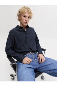 JJEFIELD MELANGE SHIRT LS SN navy blazer
