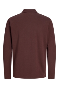 Jack and Jones JPRBLAETHAN LS ZIP POLO bitter chocolate