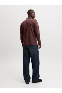 Jack and Jones JPRBLAETHAN LS ZIP POLO bitter chocolate