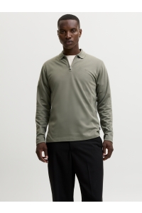 Jack and Jones JPRBLAETHAN LS ZIP POLO smokey olive