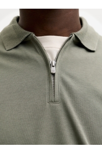 Jack and Jones JPRBLAETHAN LS ZIP POLO smokey olive