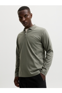 Jack and Jones JPRBLAETHAN LS ZIP POLO smokey olive
