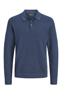 Jack and Jones JPRBLURILEY KNIT POLO LS insignia blue/twist