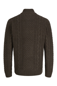 Jack and Jones JPRBLUCALLUM CABLE KNIT HALF ZIP ganache/melange