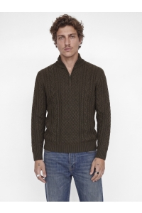 Jack and Jones JPRBLUCALLUM CABLE KNIT HALF ZIP ganache/melange