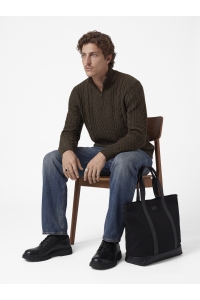 Jack and Jones JPRBLUCALLUM CABLE KNIT HALF ZIP ganache/melange