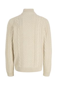 Jack and Jones JPRBLUCALLUM CABLE KNIT HALF ZIP parchment/melange