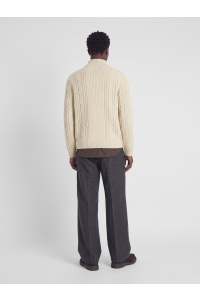 Jack and Jones JPRBLUCALLUM CABLE KNIT HALF ZIP parchment/melange