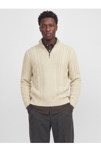 Jack and Jones JPRBLUCALLUM CABLE KNIT HALF ZIP parchment/melange