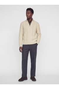Jack and Jones JPRBLUCALLUM CABLE KNIT HALF ZIP parchment/melange