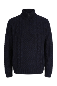 Jack and Jones JPRBLUCALLUM CABLE KNIT HALF ZIP insignia blue/twist