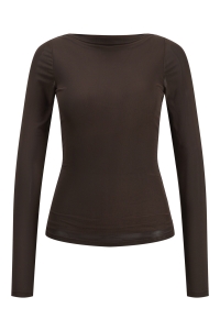 Jack and Jones JXMINNA MESH LS BOATNECK TOP WVN demitasse