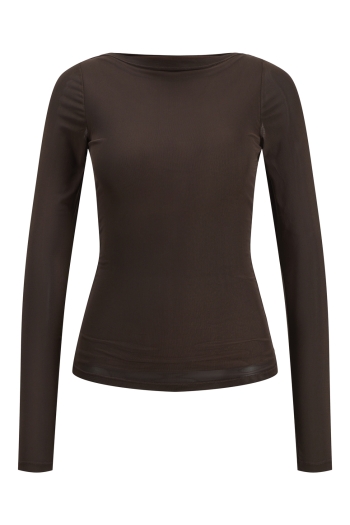 Jack and Jones  JXMINNA MESH LS BOATNECK TOP WVN