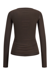 Jack and Jones JXMINNA MESH LS BOATNECK TOP WVN demitasse
