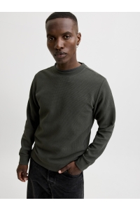 Jack and Jones JCOFUSION WAFFLE BRAND SWEAT CREW N: peat