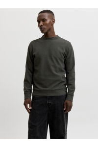 Jack and Jones JCOFUSION WAFFLE BRAND SWEAT CREW N: peat