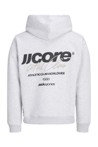 Jack and Jones JCOCLUB BACK SCRIPT PRINT SWEAT HOO: light grey melange/new