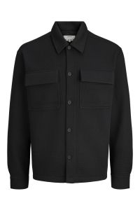 Jack and Jones JCOFUSION JERSEY WAFFLE OVERSHIRT black