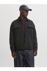 Jack and Jones JCOFUSION JERSEY WAFFLE OVERSHIRT black