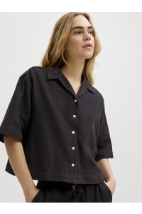 Jack and Jones JXGLOBAL WAFFLE 3/4 RESORT SHIRT WV: black