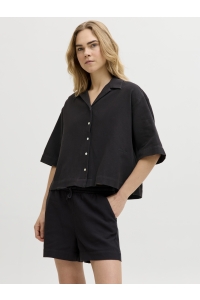 Jack and Jones JXGLOBAL WAFFLE 3/4 RESORT SHIRT WV: black