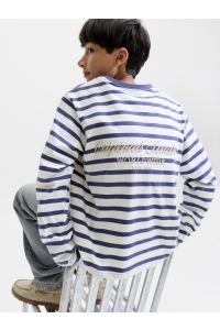 Jack and Jones boys JORNORREBRO STRIPE TEE LS CREW NECK: crown blue