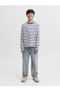 Jack and Jones boys JORNORREBRO STRIPE TEE LS CREW NECK: crown blue