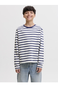 Jack and Jones boys JORNORREBRO STRIPE TEE LS CREW NECK: crown blue