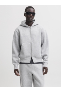 Jack and Jones JCOLEGACY SWEAT SCUBA ZIP HOOD NOOS light grey melange