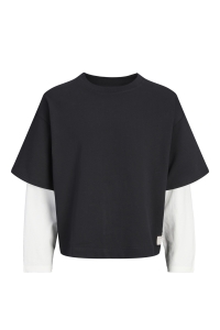 Jack and Jones boys JCOECHO DOUBLE LAYERED SWEAT CN JNR black